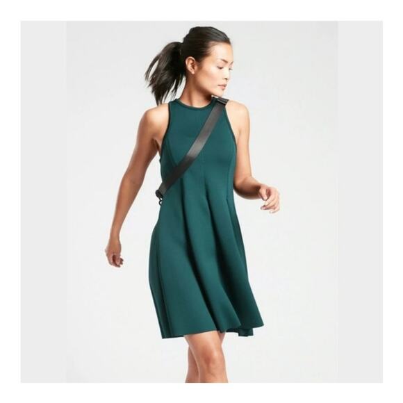 Athleta En Route Scuba Dress Small Tall Nordic Teal Racerback Modest 511522 - Picture 1 of 9